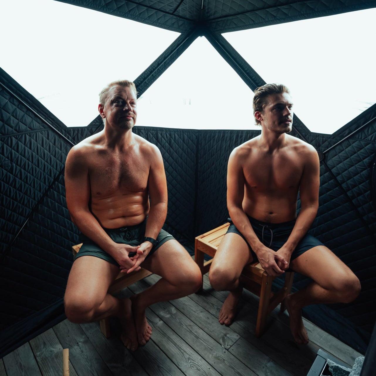 Ensemble : tente sauna Isen + poêle + accessoires sauna + bancs