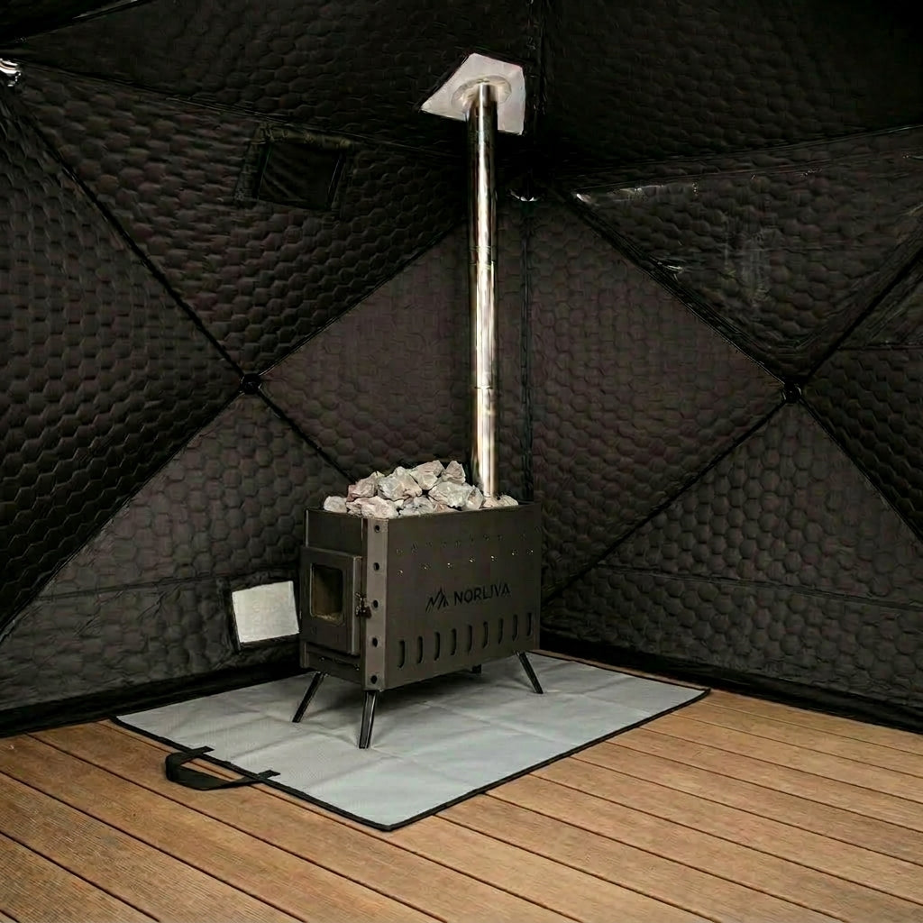 Set: Saunazelt Dalen 2.0 + Ofen + Sauna-Zubehör