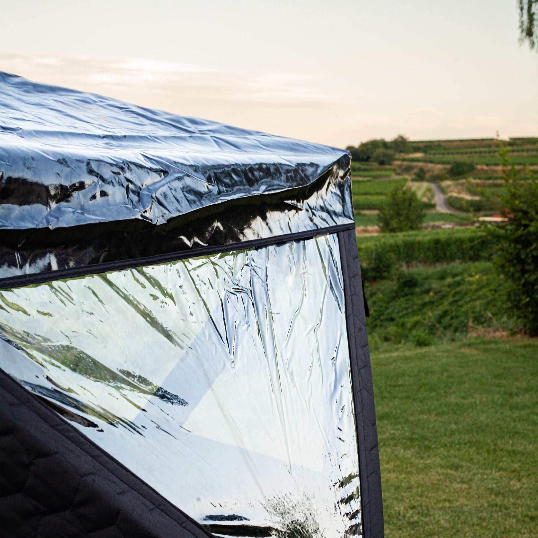 Set: Saunazelt Dalen + Ofen + Sauna-Zubehör + Regenschutz