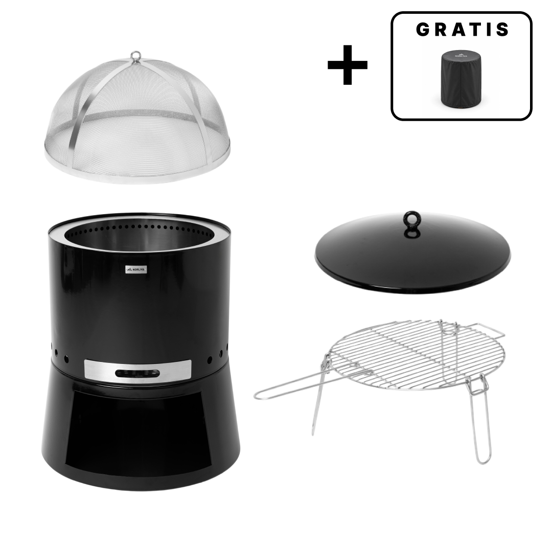 Set: Senja Pluss + Deckel + Grillrost + Funkenschutz