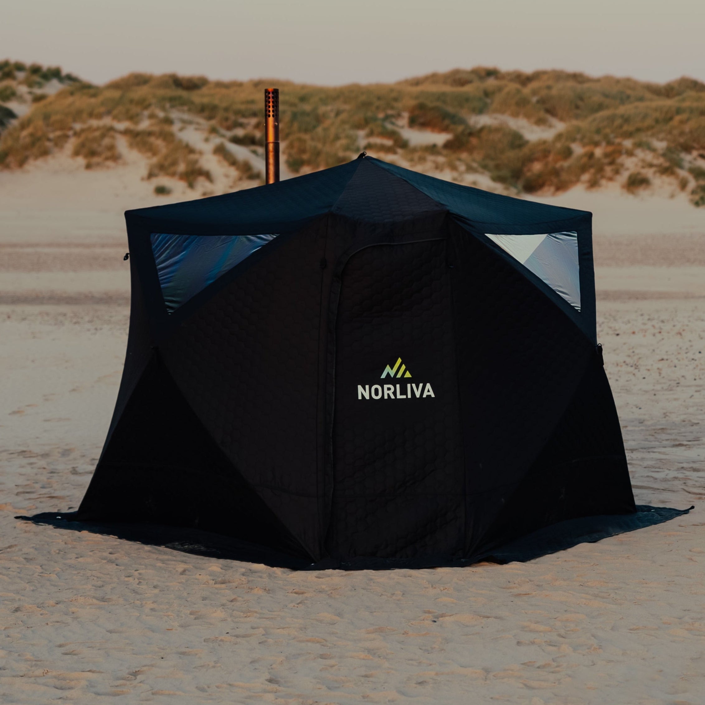 Set: Saunazelt Fjorden + Ofen + Sauna-Zubehör + Eistonne