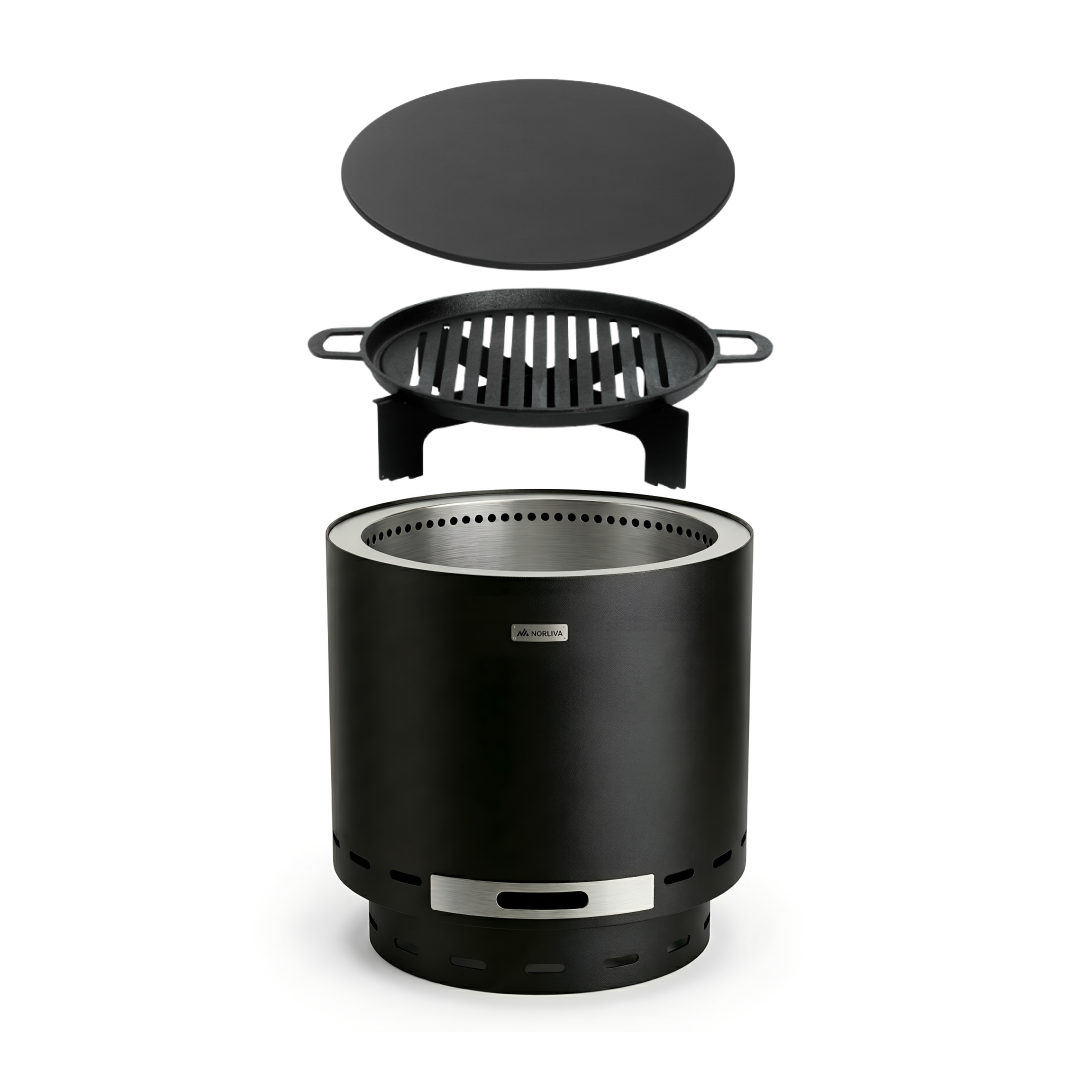 Ensemble : Skara + couvercle + grille en fonte