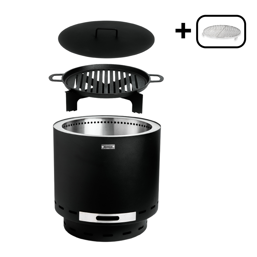 Ensemble : Skara + couvercle + grille en fonte