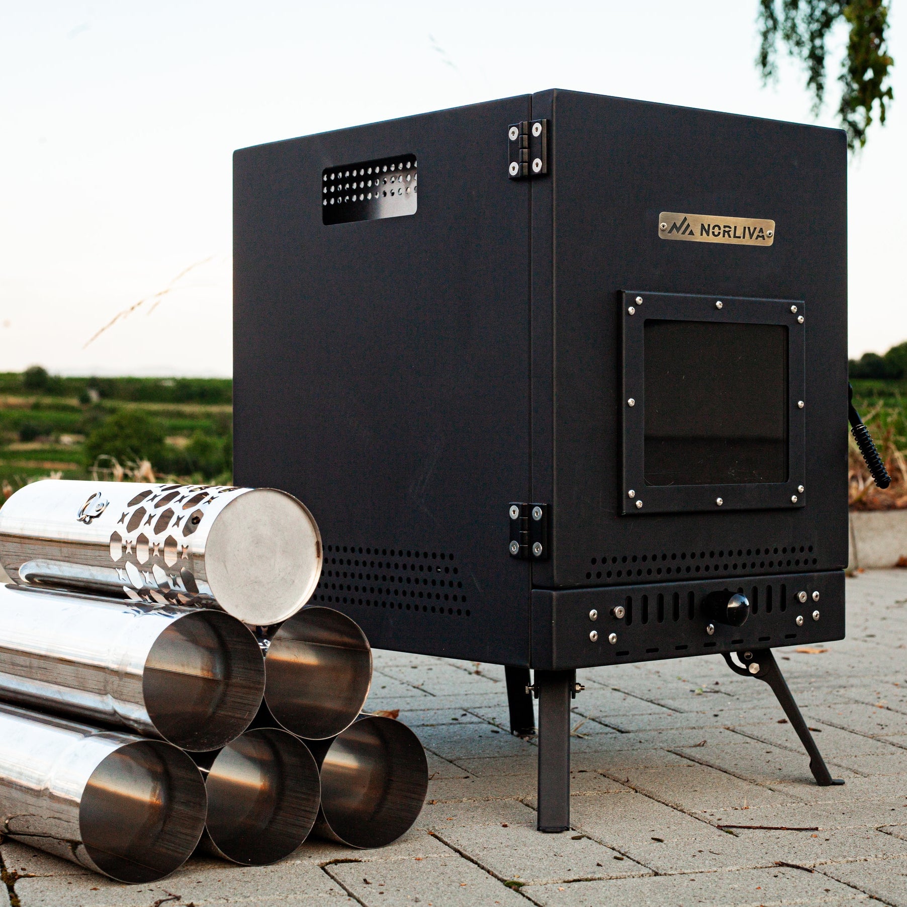 Set: Saunazelt Isen + Ofen + Sauna-Zubehör + Bänke + Eistonne