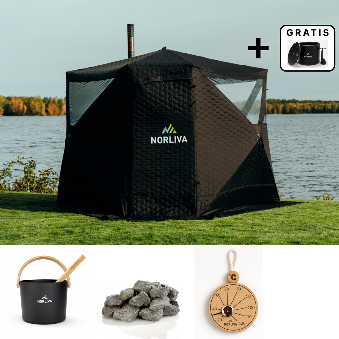 Set: Saunazelt Dalen 3.0 + Ofen + Sauna-Zubehör