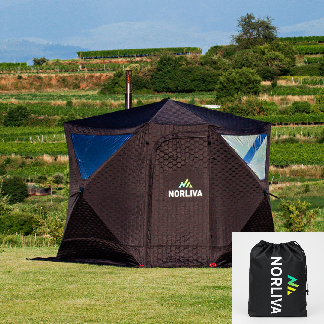 Set: Saunazelt Dalen + Ofen + Regenschutz