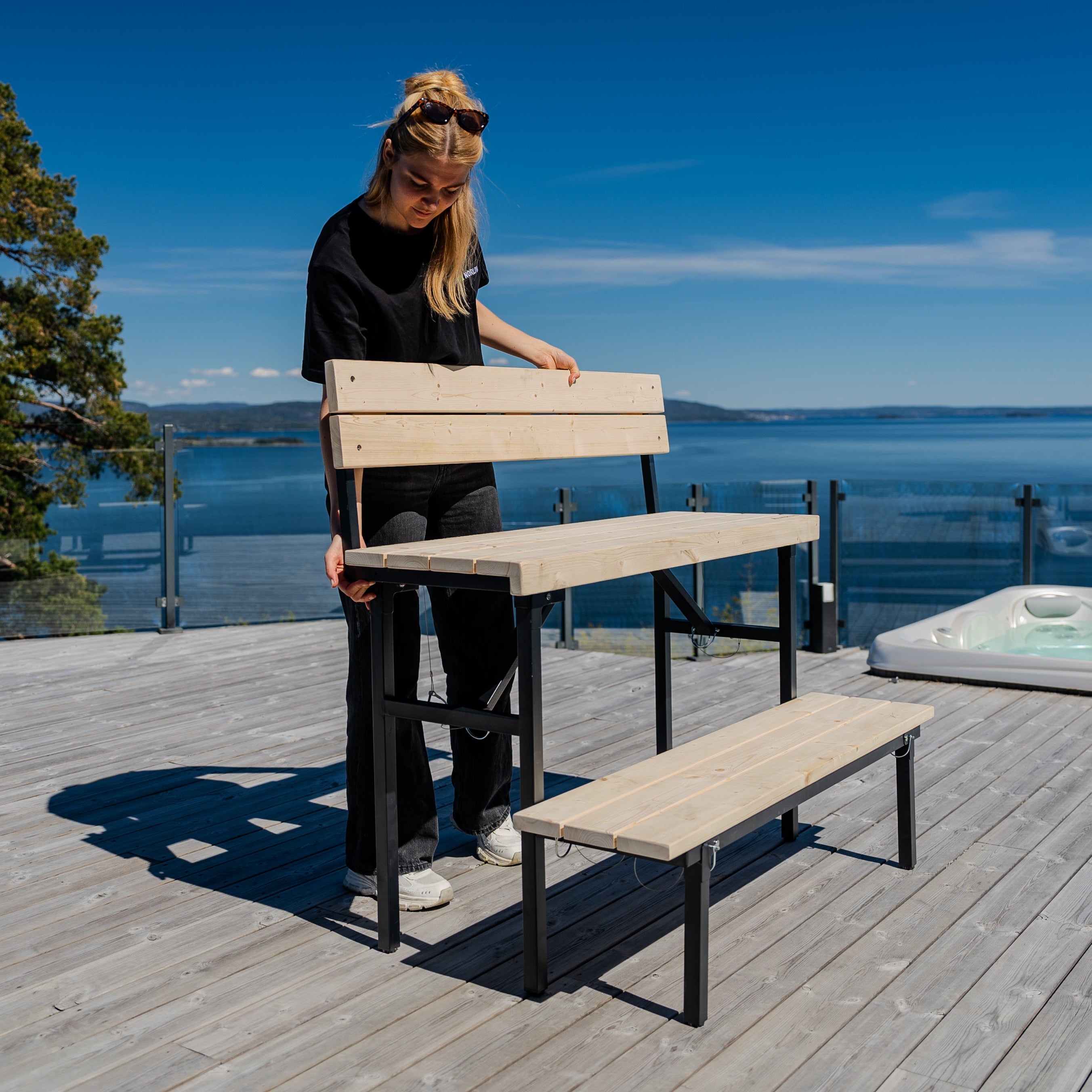 Set: Tente de sauna Dalen 3.0 + poêle + accessoires de sauna + housse de protection contre la pluie + banc à deux niveaux