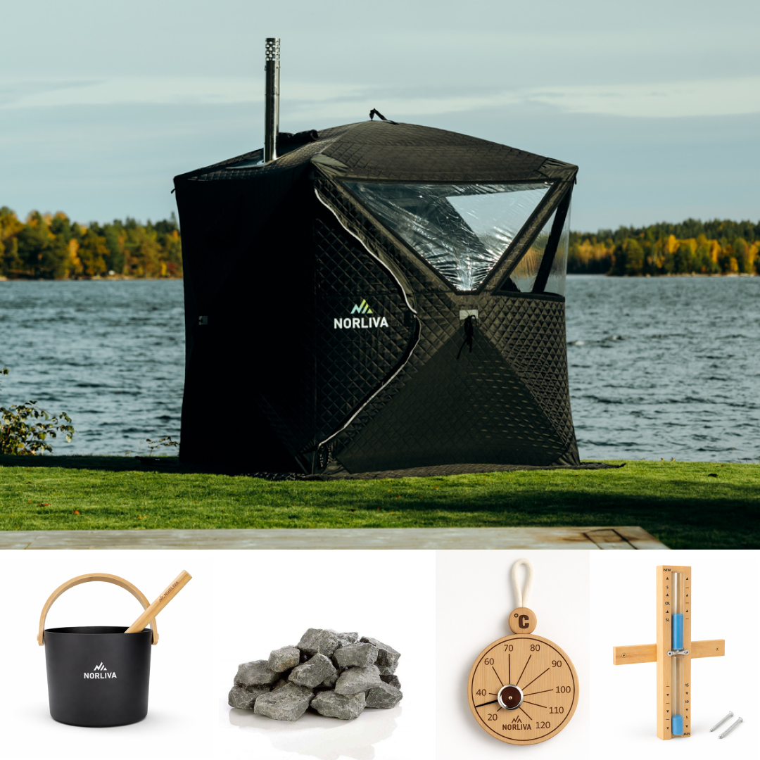 Ensemble : Tente sauna Isen + Poêle + Accessoires sauna