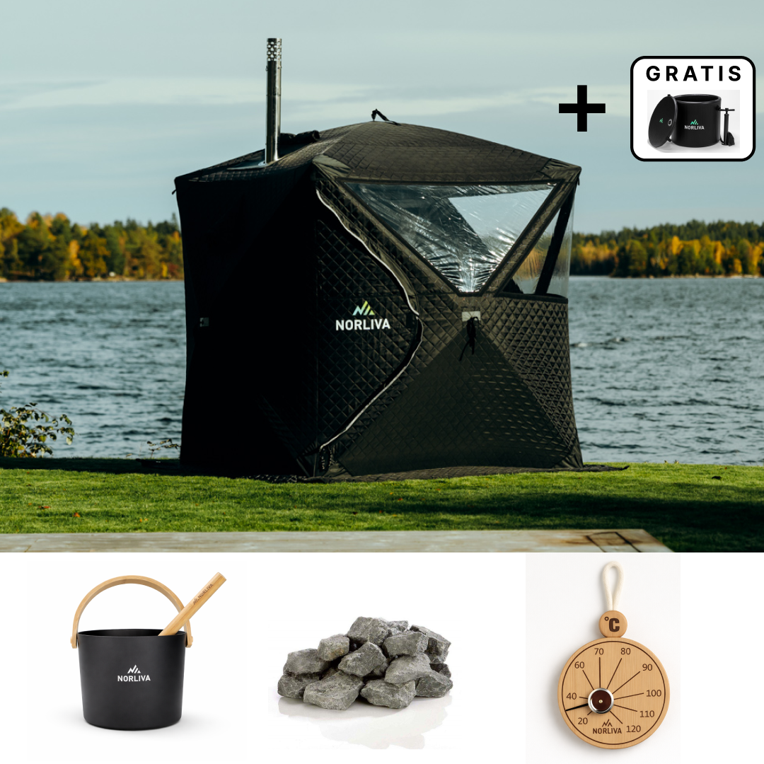 Set: Saunazelt Isen 3.0 + Ofen + Sauna-Zubehör