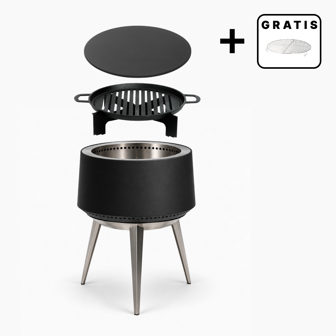 Set: Juna Pluss + Deckel + Gußeisen-Grillrost