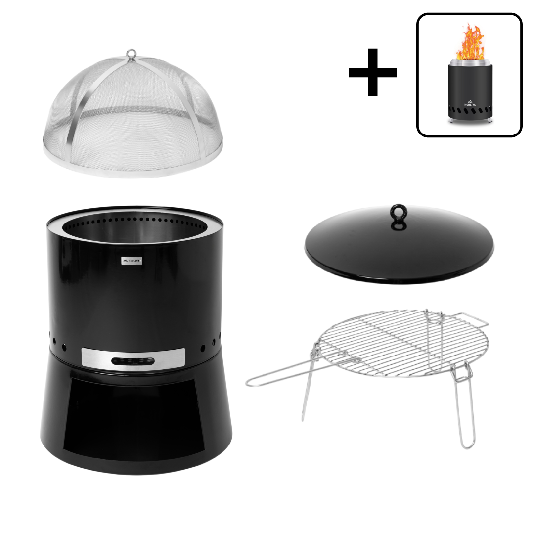 Set: Senja Pluss + Deckel + Grillrost + Funkenschutz