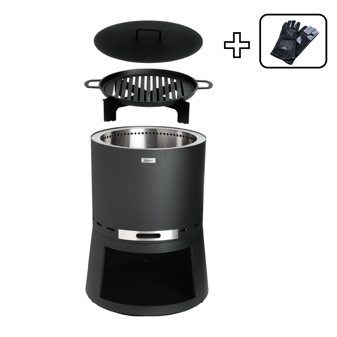 Set : Skara Pluss + couvercle + grille en fonte